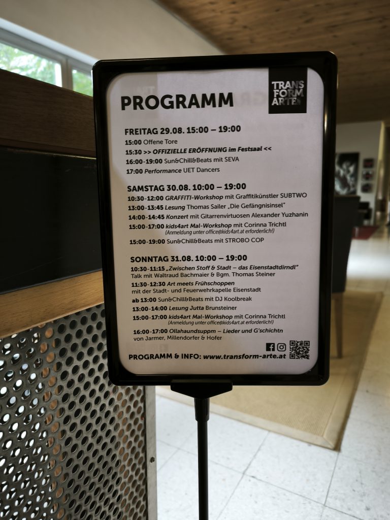 programm timetable at the transformarte art fair in Eisenstadt 2025