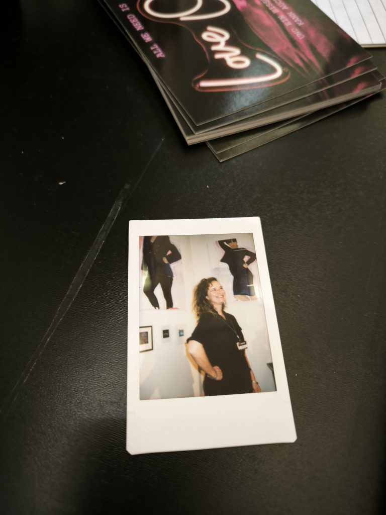 Polaroid and flyers of Eva Silberknoll at the transformarte art fair in Eisenstadt 2025