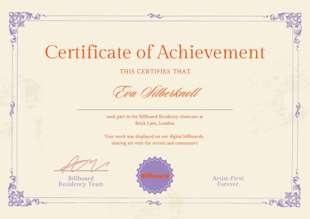 certificate of achievement from billboard residency